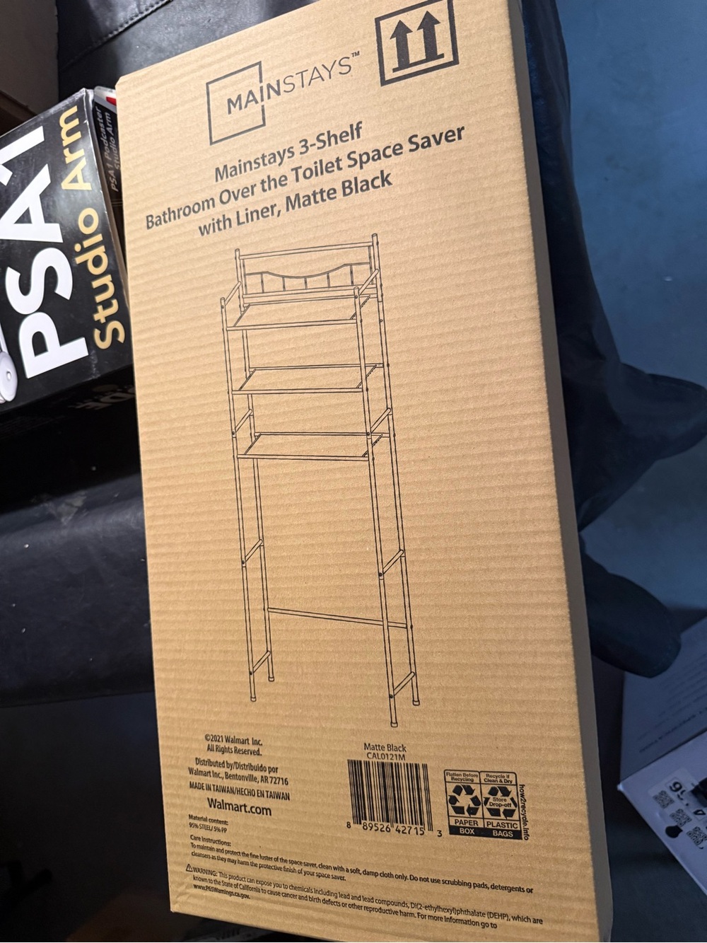 Mainstays Matte Black 3-Shelf Over Toilet Space Saver